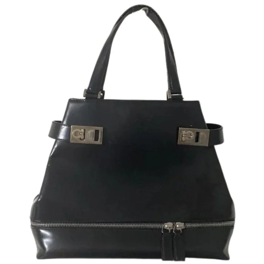 Salvatore Ferragamo Leather Gancini Side Buckle Vintage Tote Bag